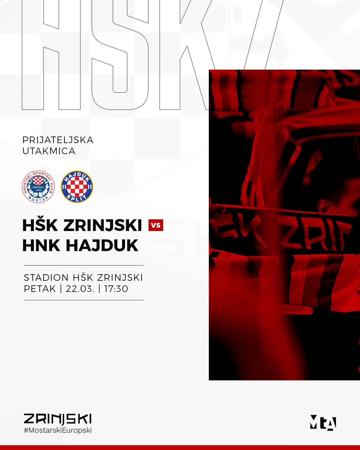 Zrinjski i Hajduk igraju pod Bijelim brijegom